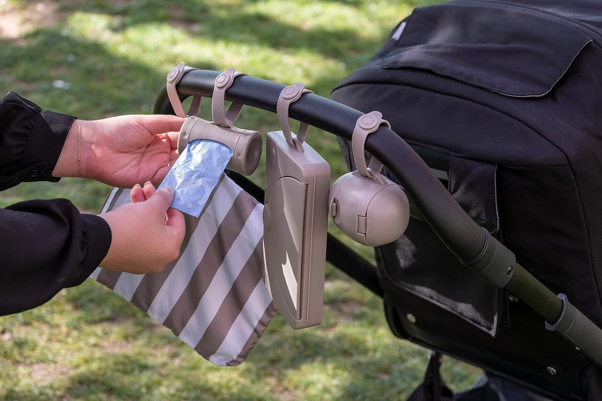 Retractable Bag Dispenser for Diaper Bag Value Set, Gray