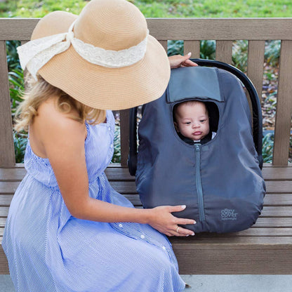 CozyBaby Combo Pack with Mesh Sun and Bug Cover and Lightweight Spring or Summer with Elasticized Edge, Pink Grapefruit