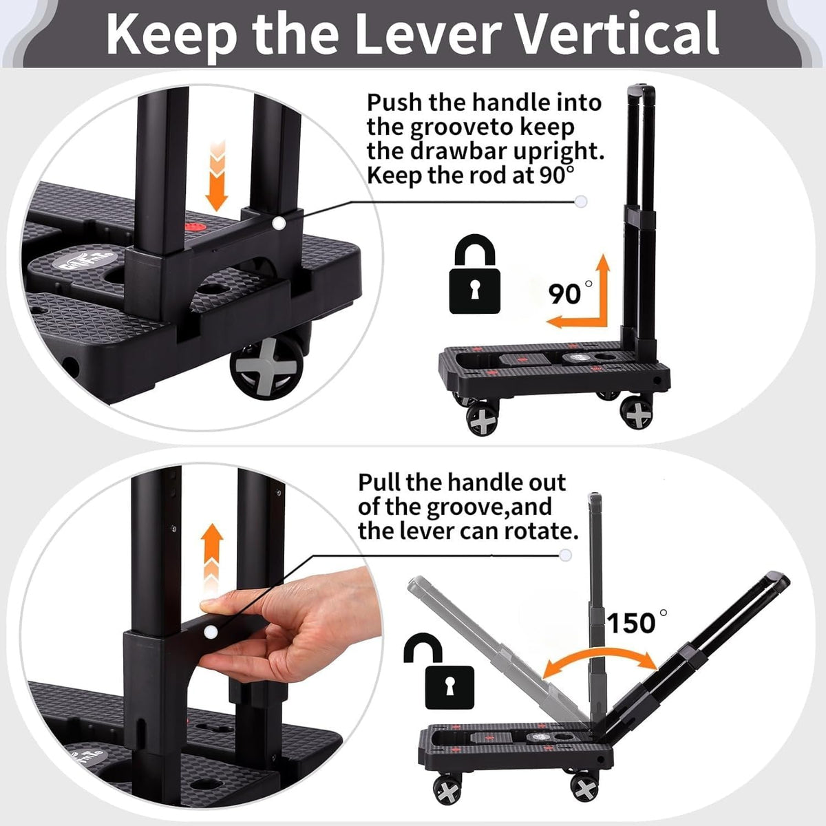 Foldable Hand Truck, Lightweight Luggage Cart for Airport Car Seat