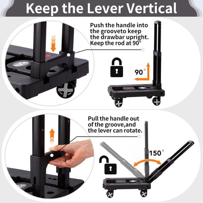 Foldable Hand Truck, Lightweight Luggage Cart for Airport Car Seat