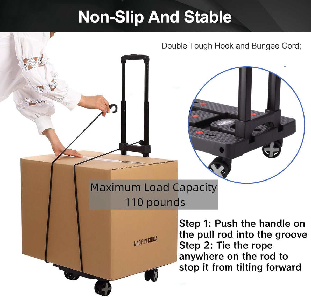 Foldable Hand Truck, Lightweight Luggage Cart for Airport Car Seat