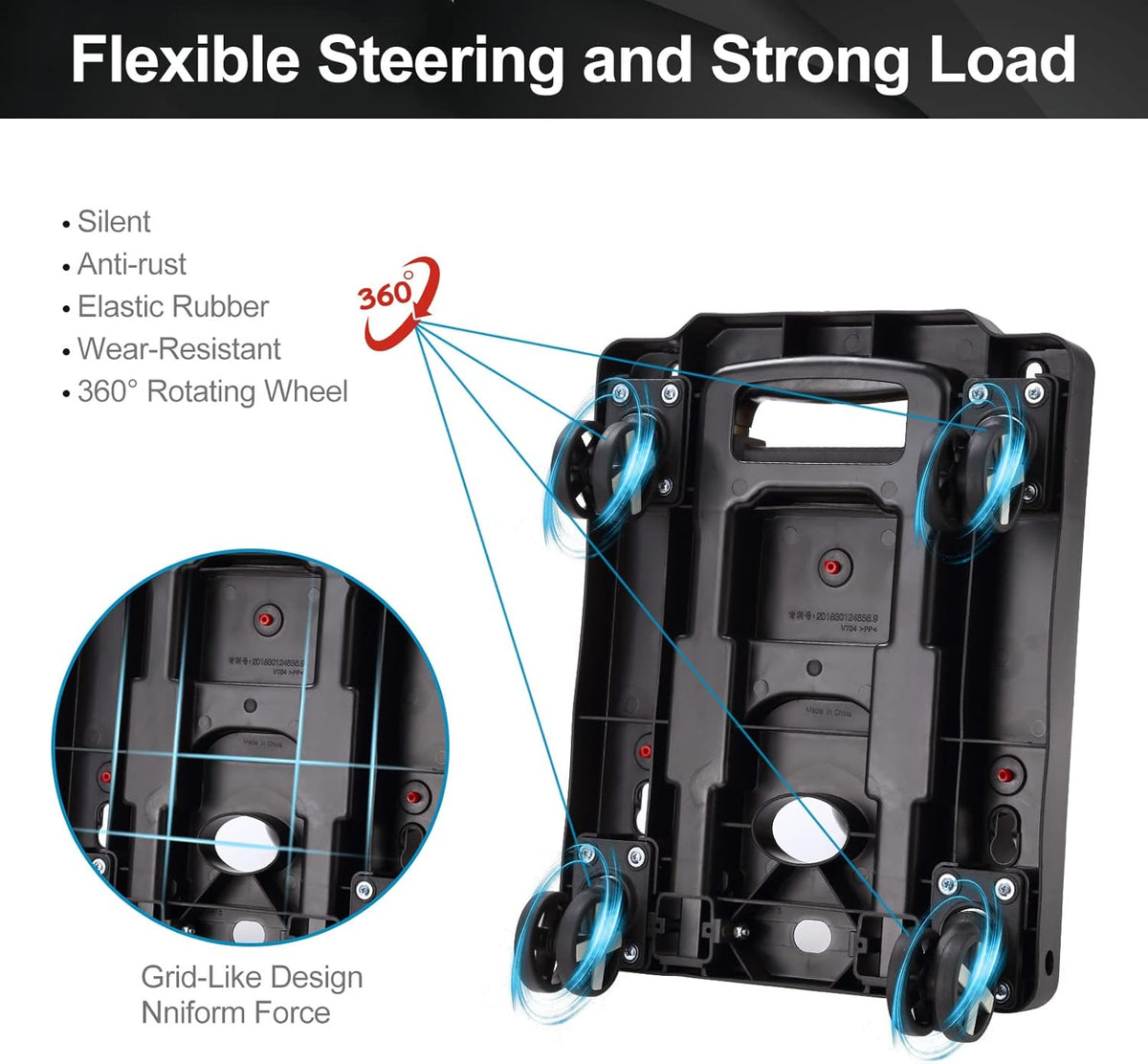 Foldable Hand Truck, Lightweight Luggage Cart for Airport Car Seat