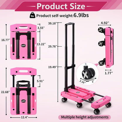Foldable Hand Truck, Lightweight Luggage Cart for Airport Car Seat