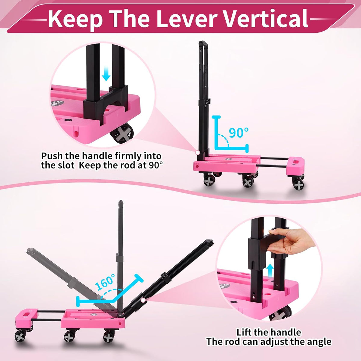 Foldable Hand Truck, Lightweight Luggage Cart for Airport Car Seat