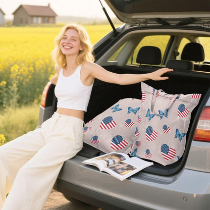 Patriotic Butterfly Waterproof Travel Laundry Bag Reusable 2pk