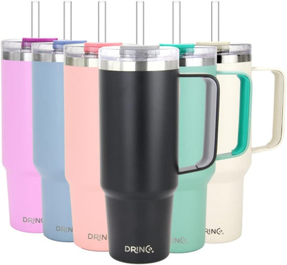 40oz 30 oz Tumbler with Handle, Straw Lid, Insulated Stainless Steel Travel Mug Water Bottle Ice Coffee Cup For Cold and Hot, BigSur (30oz Oatmilk)