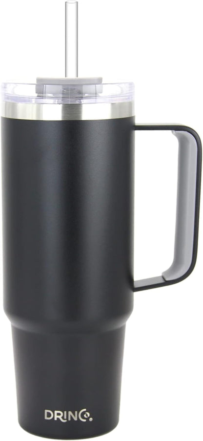 40oz 30 oz Tumbler with Handle, Straw Lid, Insulated Stainless Steel Travel Mug Water Bottle Ice Coffee Cup For Cold and Hot, BigSur (30oz Oatmilk)