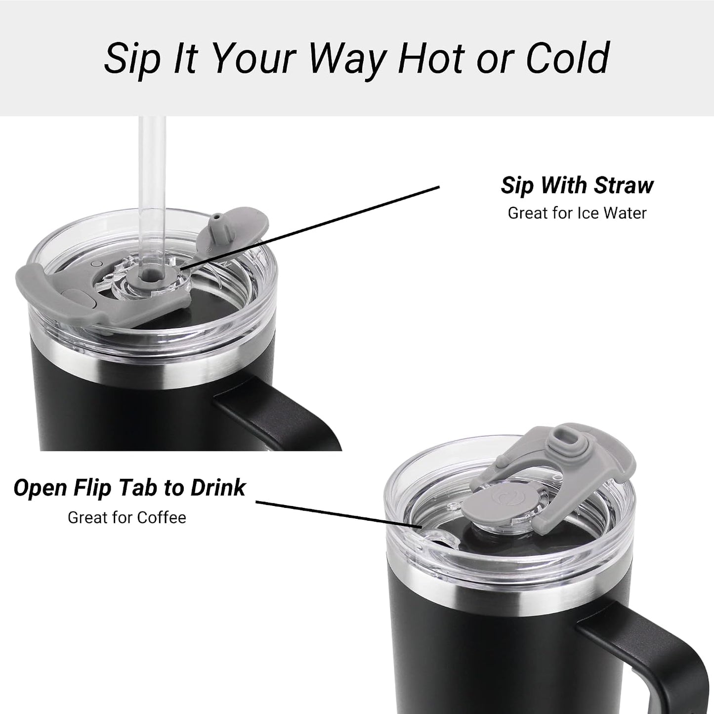 40oz 30 oz Tumbler with Handle, Straw Lid, Insulated Stainless Steel Travel Mug Water Bottle Ice Coffee Cup For Cold and Hot, BigSur (30oz Oatmilk)