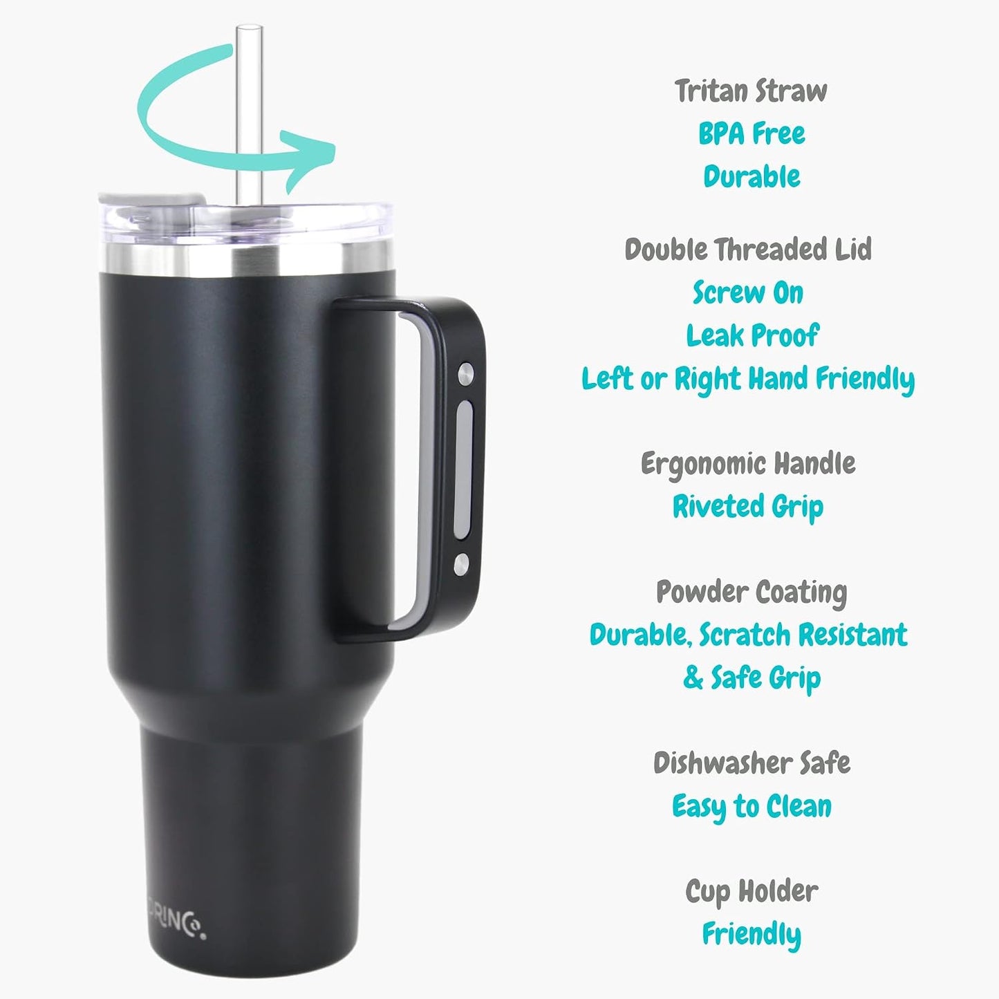 40oz 30 oz Tumbler with Handle, Straw Lid, Insulated Stainless Steel Travel Mug Water Bottle Ice Coffee Cup For Cold and Hot, BigSur (30oz Oatmilk)