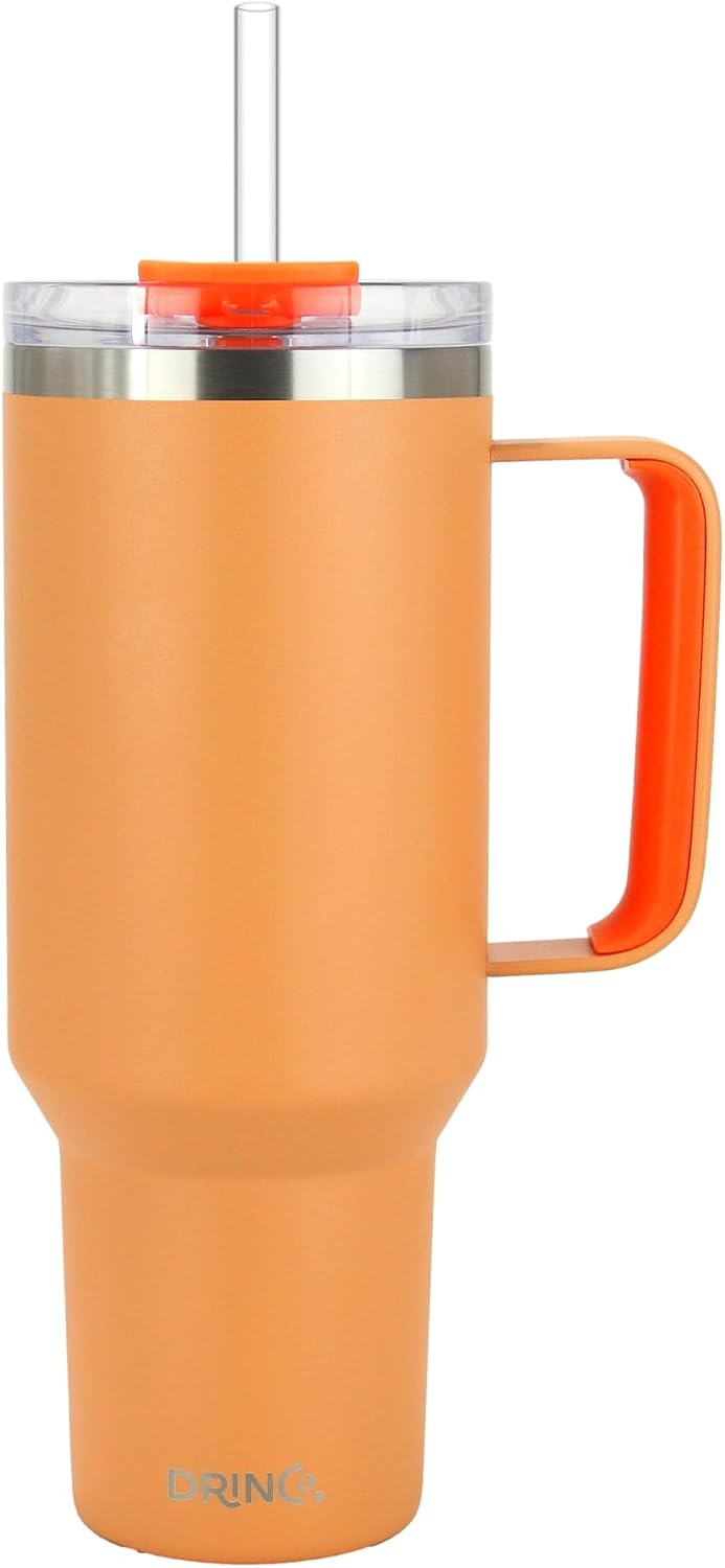 40oz 30 oz Tumbler with Handle, Straw Lid, Insulated Stainless Steel Travel Mug Water Bottle Ice Coffee Cup For Cold and Hot, BigSur (30oz Oatmilk)