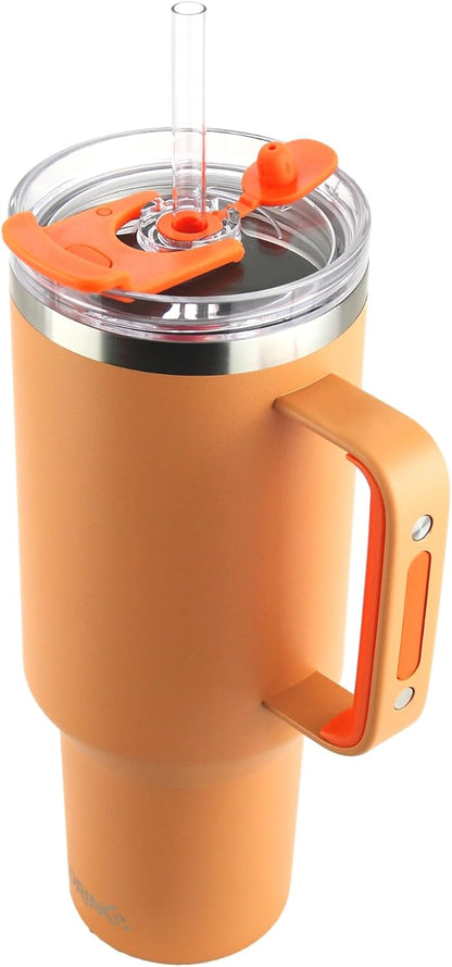 40oz 30 oz Tumbler with Handle, Straw Lid, Insulated Stainless Steel Travel Mug Water Bottle Ice Coffee Cup For Cold and Hot, BigSur (30oz Oatmilk)
