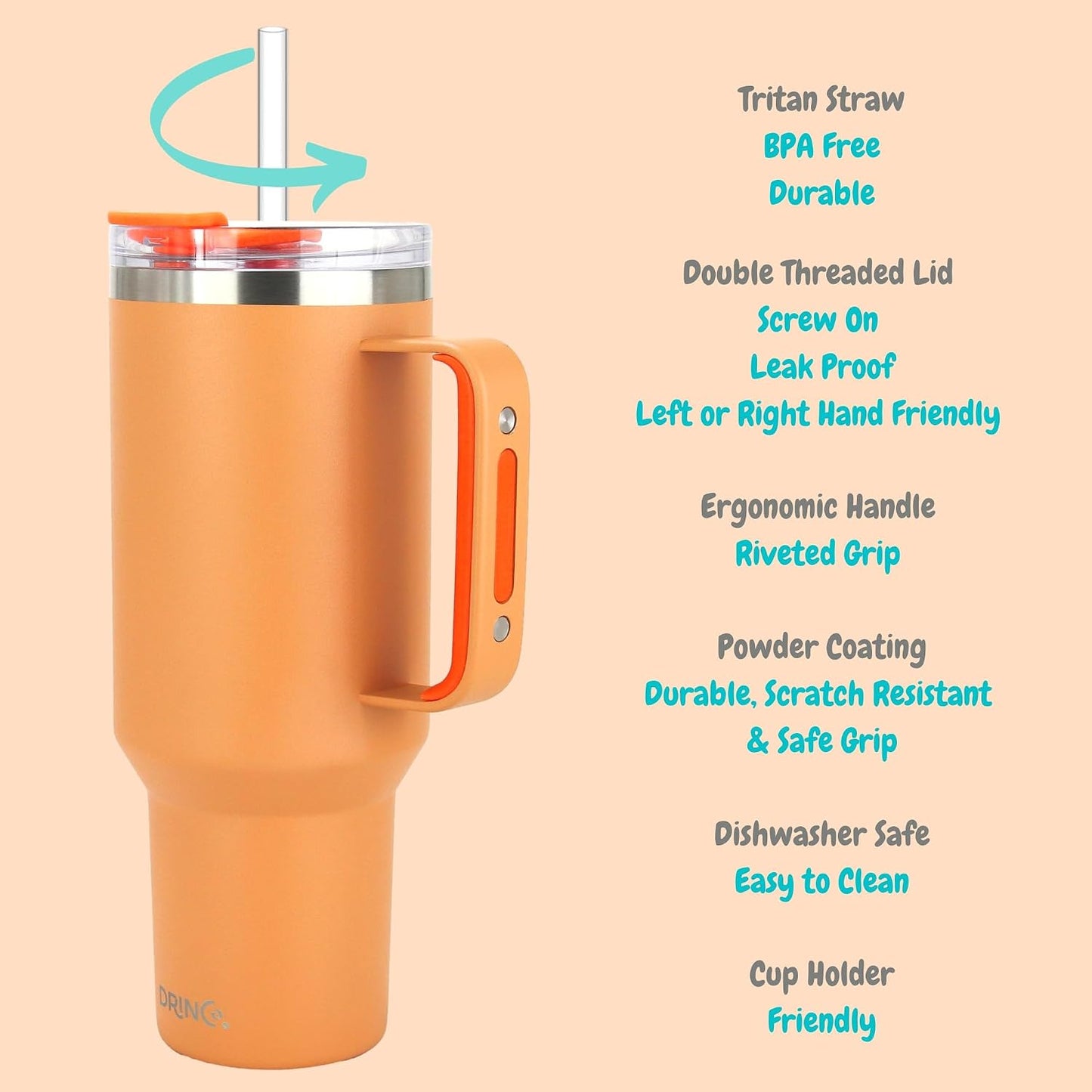 40oz 30 oz Tumbler with Handle, Straw Lid, Insulated Stainless Steel Travel Mug Water Bottle Ice Coffee Cup For Cold and Hot, BigSur (30oz Oatmilk)