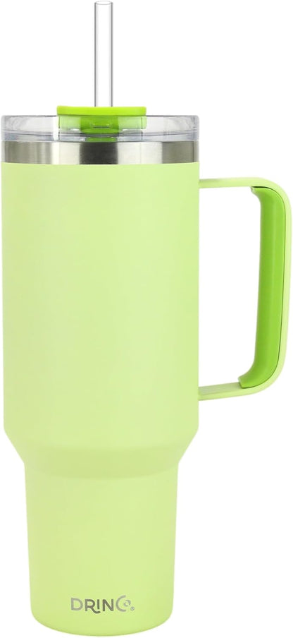 40oz 30 oz Tumbler with Handle, Straw Lid, Insulated Stainless Steel Travel Mug Water Bottle Ice Coffee Cup For Cold and Hot, BigSur (30oz Oatmilk)