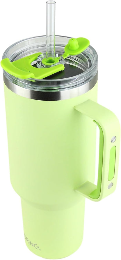 40oz 30 oz Tumbler with Handle, Straw Lid, Insulated Stainless Steel Travel Mug Water Bottle Ice Coffee Cup For Cold and Hot, BigSur (30oz Oatmilk)