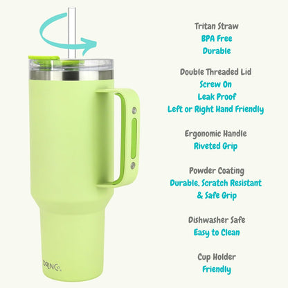40oz 30 oz Tumbler with Handle, Straw Lid, Insulated Stainless Steel Travel Mug Water Bottle Ice Coffee Cup For Cold and Hot, BigSur (30oz Oatmilk)