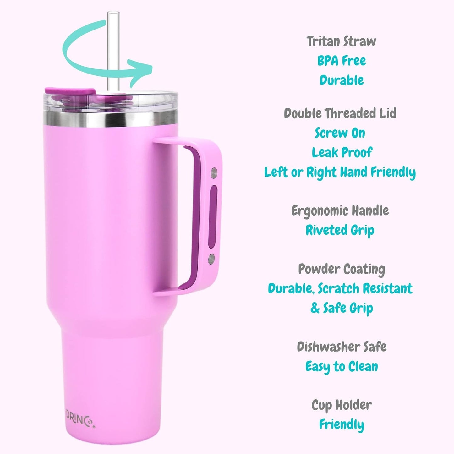 40oz 30 oz Tumbler with Handle, Straw Lid, Insulated Stainless Steel Travel Mug Water Bottle Ice Coffee Cup For Cold and Hot, BigSur (30oz Oatmilk)