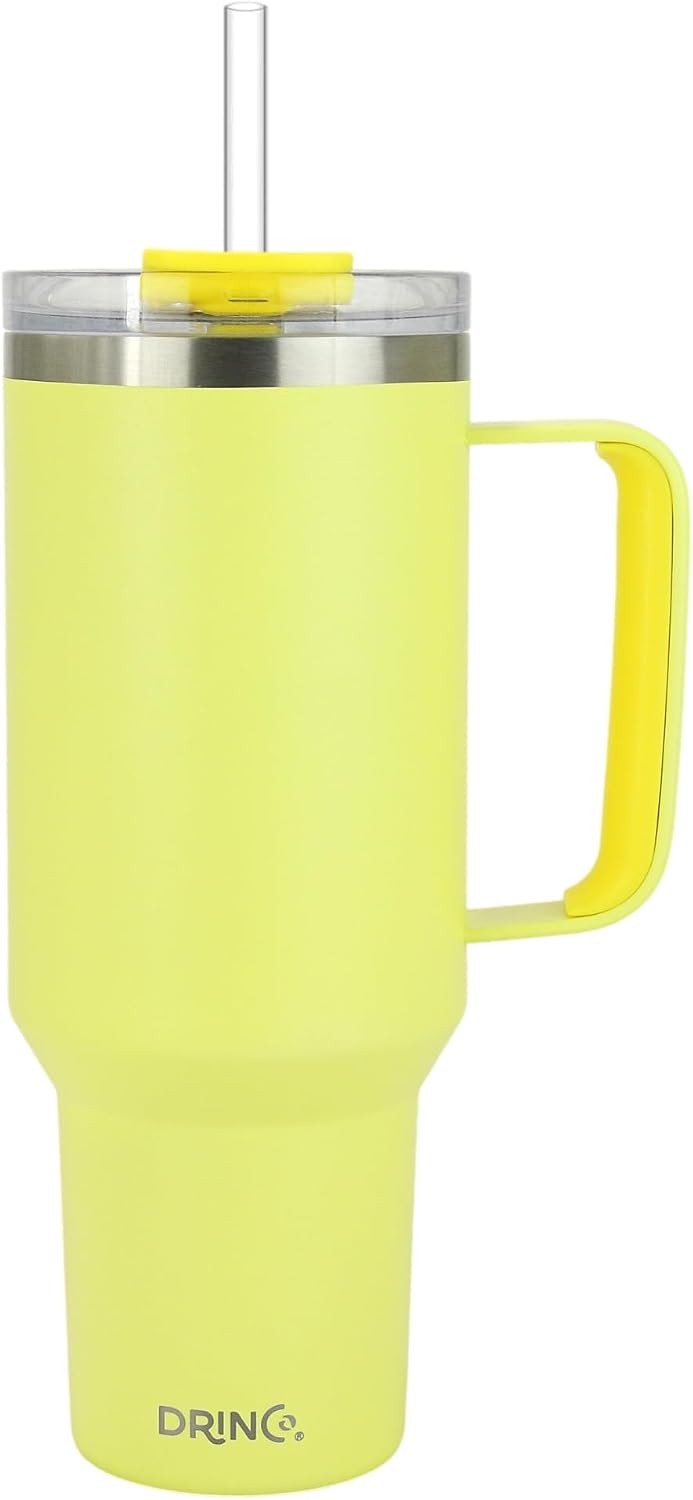 40oz 30 oz Tumbler with Handle, Straw Lid, Insulated Stainless Steel Travel Mug Water Bottle Ice Coffee Cup For Cold and Hot, BigSur (30oz Oatmilk)