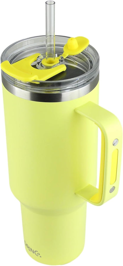 40oz 30 oz Tumbler with Handle, Straw Lid, Insulated Stainless Steel Travel Mug Water Bottle Ice Coffee Cup For Cold and Hot, BigSur (30oz Oatmilk)