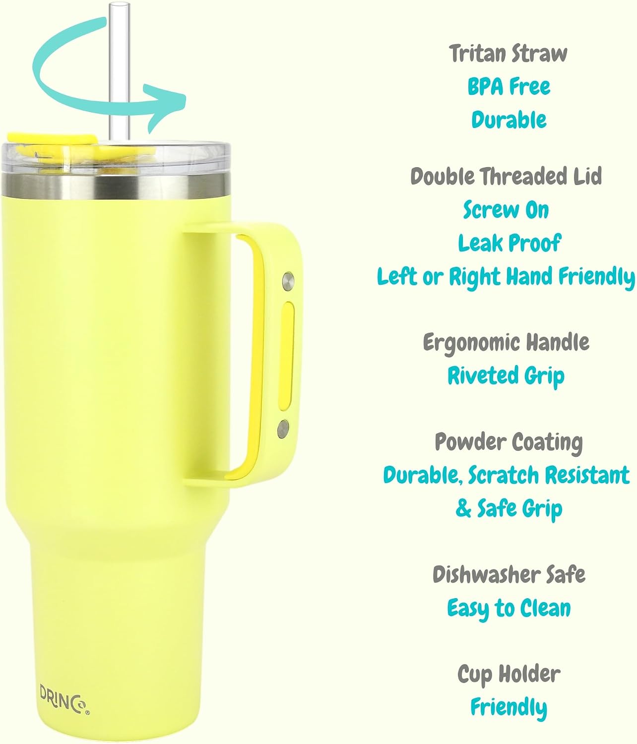 40oz 30 oz Tumbler with Handle, Straw Lid, Insulated Stainless Steel Travel Mug Water Bottle Ice Coffee Cup For Cold and Hot, BigSur (30oz Oatmilk)