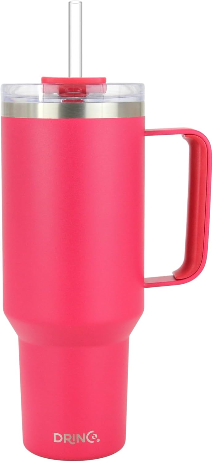 40oz 30 oz Tumbler with Handle, Straw Lid, Insulated Stainless Steel Travel Mug Water Bottle Ice Coffee Cup For Cold and Hot, BigSur (30oz Oatmilk)