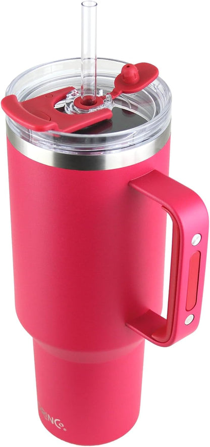 40oz 30 oz Tumbler with Handle, Straw Lid, Insulated Stainless Steel Travel Mug Water Bottle Ice Coffee Cup For Cold and Hot, BigSur (30oz Oatmilk)