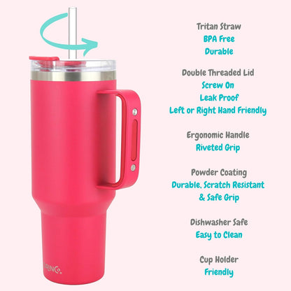 40oz 30 oz Tumbler with Handle, Straw Lid, Insulated Stainless Steel Travel Mug Water Bottle Ice Coffee Cup For Cold and Hot, BigSur (30oz Oatmilk)