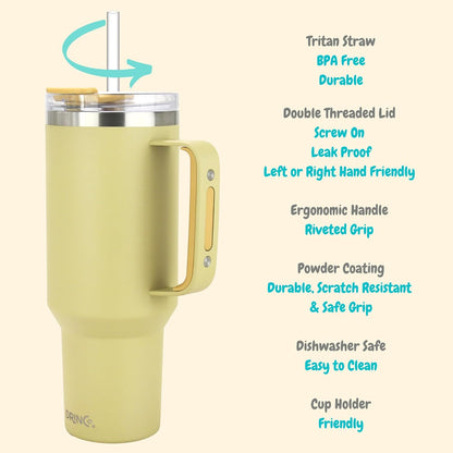 40oz 30 oz Tumbler with Handle, Straw Lid, Insulated Stainless Steel Travel Mug Water Bottle Ice Coffee Cup For Cold and Hot, BigSur (30oz Oatmilk)