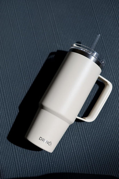 40oz 30 oz Tumbler with Handle, Straw Lid, Insulated Stainless Steel Travel Mug Water Bottle Ice Coffee Cup For Cold and Hot, BigSur (30oz Oatmilk)