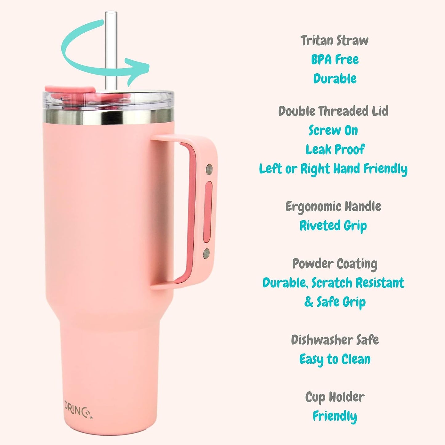 40oz 30 oz Tumbler with Handle, Straw Lid, Insulated Stainless Steel Travel Mug Water Bottle Ice Coffee Cup For Cold and Hot, BigSur (30oz Oatmilk)