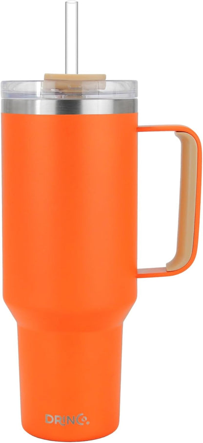 40oz 30 oz Tumbler with Handle, Straw Lid, Insulated Stainless Steel Travel Mug Water Bottle Ice Coffee Cup For Cold and Hot, BigSur (30oz Oatmilk)