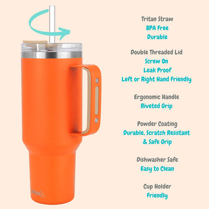 40oz 30 oz Tumbler with Handle, Straw Lid, Insulated Stainless Steel Travel Mug Water Bottle Ice Coffee Cup For Cold and Hot, BigSur (30oz Oatmilk)