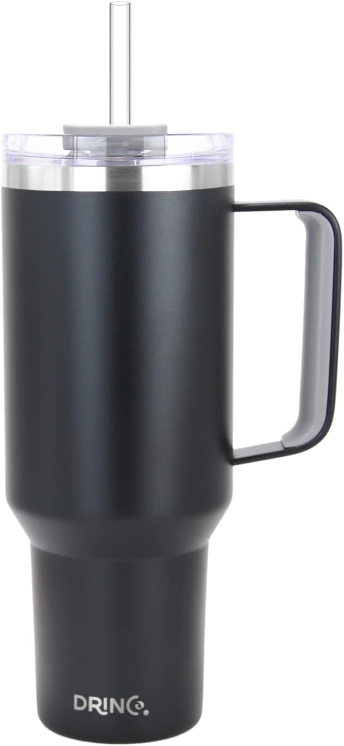 40oz 30 oz Tumbler with Handle, Straw Lid, Insulated Stainless Steel Travel Mug Water Bottle Ice Coffee Cup For Cold and Hot, BigSur (30oz Oatmilk)