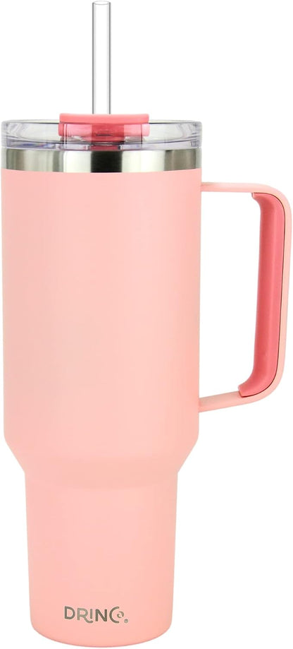 40oz 30 oz Tumbler with Handle, Straw Lid, Insulated Stainless Steel Travel Mug Water Bottle Ice Coffee Cup For Cold and Hot, BigSur (30oz Oatmilk)