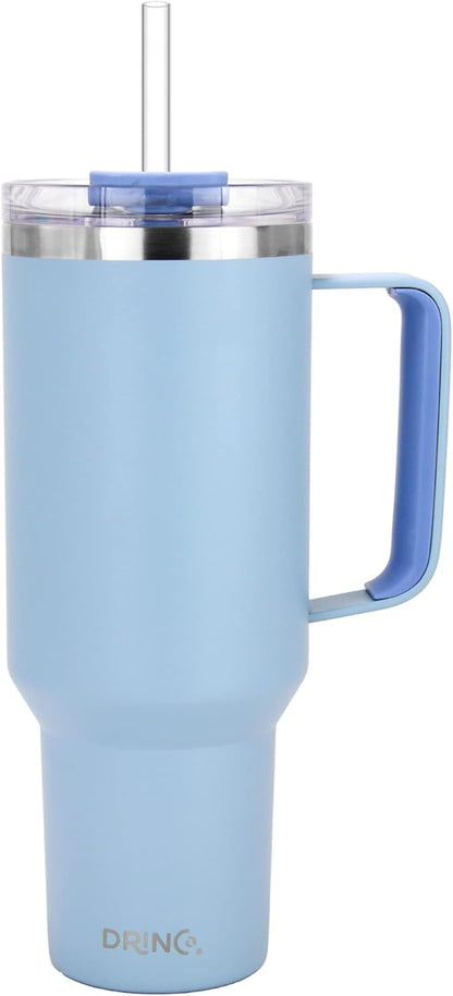 40oz 30 oz Tumbler with Handle, Straw Lid, Insulated Stainless Steel Travel Mug Water Bottle Ice Coffee Cup For Cold and Hot, BigSur (30oz Oatmilk)