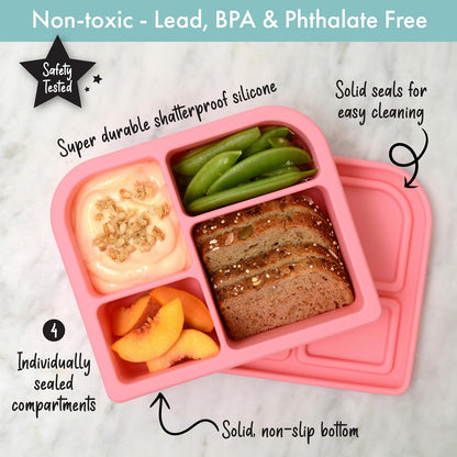 Snacktainer Silicone Bento Box - Leak-Proof Lunch Box for Kids and Adults (Sienna)