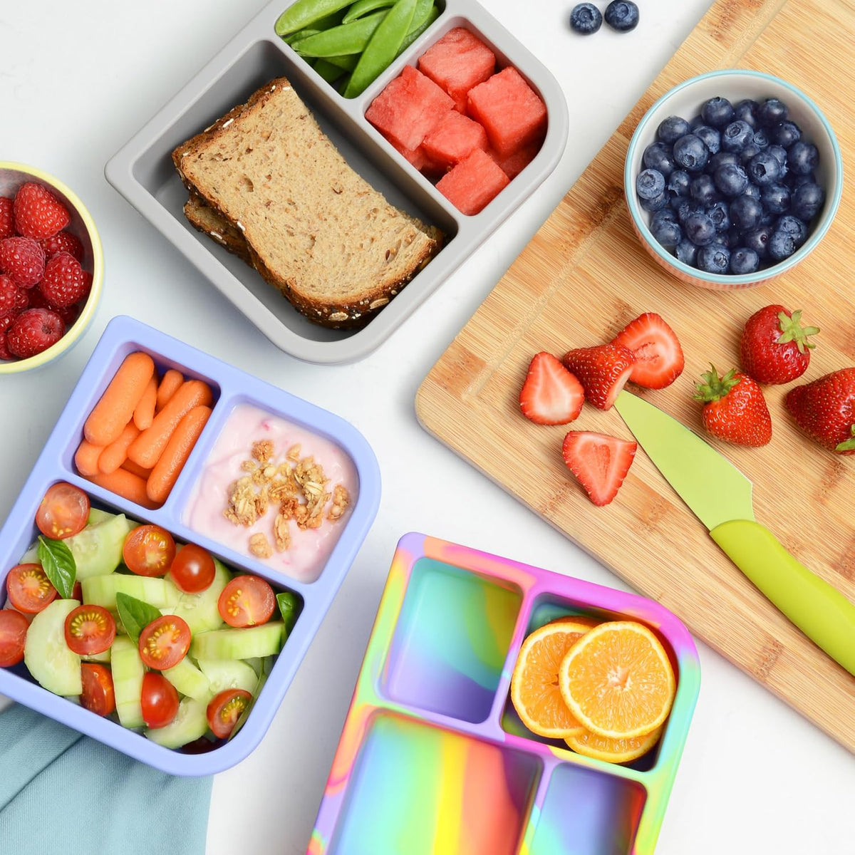 Snacktainer Silicone Bento Box - Leak-Proof Lunch Box for Kids and Adults (Sienna)