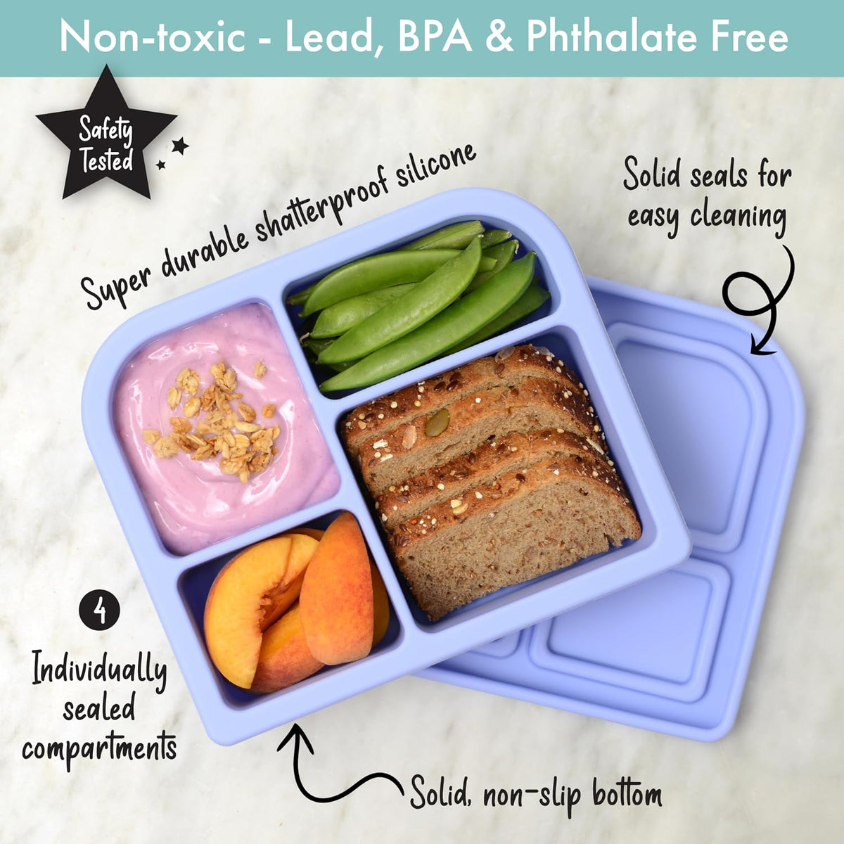 Snacktainer Silicone Bento Box - Leak-Proof Lunch Box for Kids and Adults (Sienna)