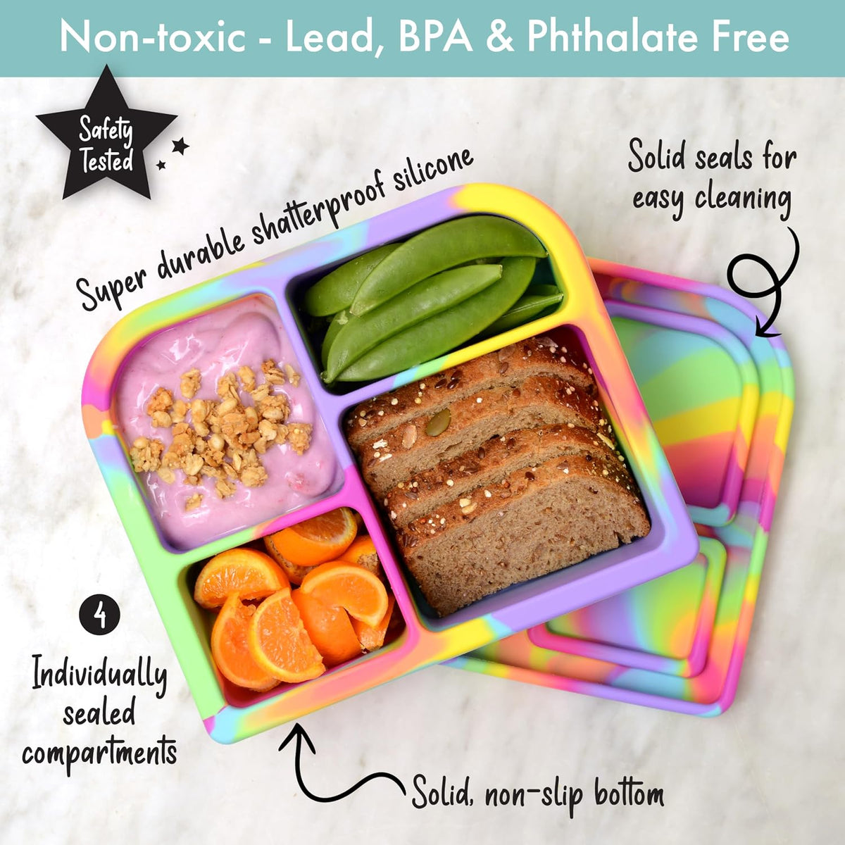 Snacktainer Silicone Bento Box - Leak-Proof Lunch Box for Kids and Adults (Sienna)