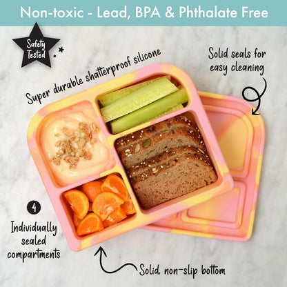 Snacktainer Silicone Bento Box - Leak-Proof Lunch Box for Kids and Adults (Sienna)