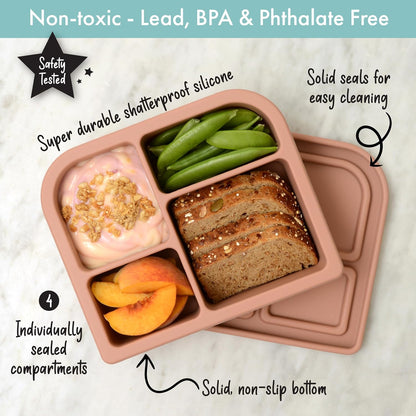 Snacktainer Silicone Bento Box - Leak-Proof Lunch Box for Kids and Adults (Sienna)