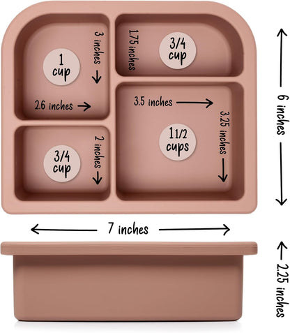 Snacktainer Silicone Bento Box - Leak-Proof Lunch Box for Kids and Adults (Sienna)