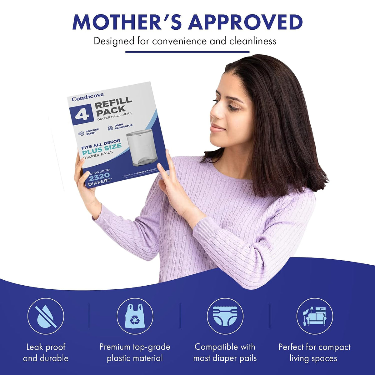 Refills Compatible with DEKOR PLUS Diaper Pails | 4 Pack | Extra Thick Diaper Pail Refill Liners | Fresh Scent | Easy to Replace and Dispose of Diaper Bag | Odorless Baby Diapers Disposal