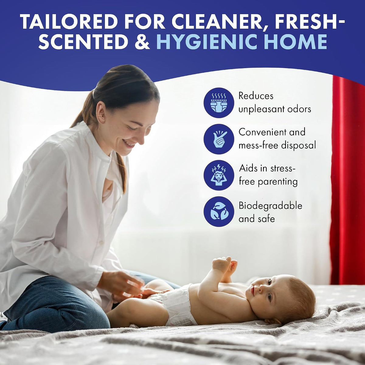 Refills Compatible with DEKOR PLUS Diaper Pails | 4 Pack | Extra Thick Diaper Pail Refill Liners | Fresh Scent | Easy to Replace and Dispose of Diaper Bag | Odorless Baby Diapers Disposal