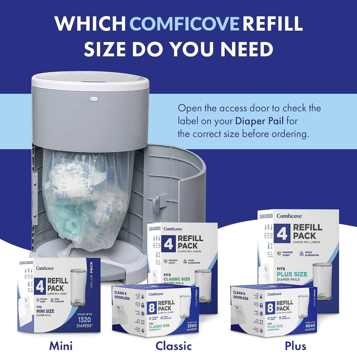 Refills Compatible with DEKOR PLUS Diaper Pails | 4 Pack | Extra Thick Diaper Pail Refill Liners | Fresh Scent | Easy to Replace and Dispose of Diaper Bag | Odorless Baby Diapers Disposal