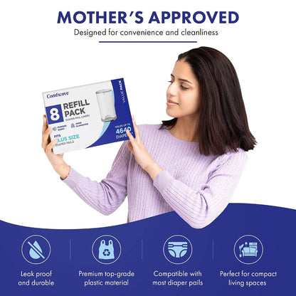 Refills Compatible with DEKOR PLUS Diaper Pails | 4 Pack | Extra Thick Diaper Pail Refill Liners | Fresh Scent | Easy to Replace and Dispose of Diaper Bag | Odorless Baby Diapers Disposal