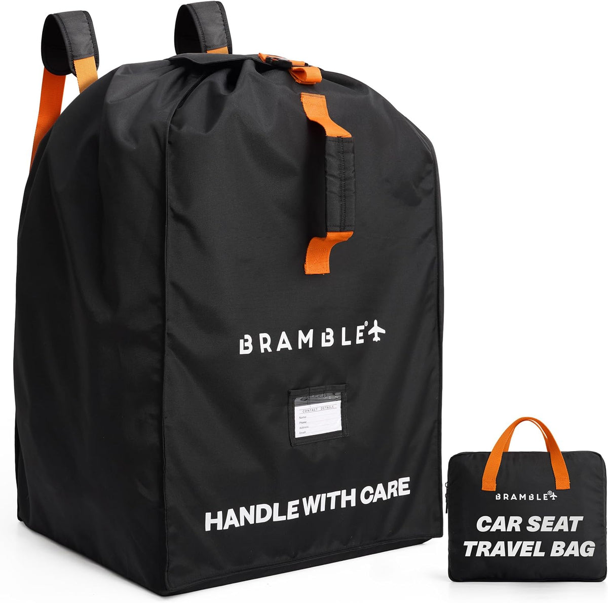 Car Seat Travel Bag for Airplane Gate Check - Water Resistant Ballistic Nylon Car Seat Bag with Padded Neoprene Straps, Carry Pouch & ID Window - 31.5 x 18 x 18 Inches (Black)