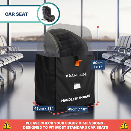 Car Seat Travel Bag for Airplane Gate Check - Water Resistant Ballistic Nylon Car Seat Bag with Padded Neoprene Straps, Carry Pouch & ID Window - 31.5 x 18 x 18 Inches (Black)