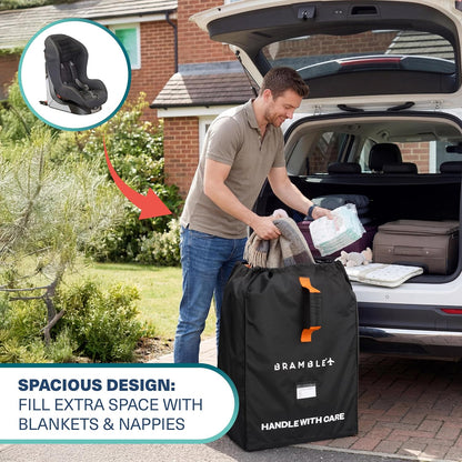 Car Seat Travel Bag for Airplane Gate Check - Water Resistant Ballistic Nylon Car Seat Bag with Padded Neoprene Straps, Carry Pouch & ID Window - 31.5 x 18 x 18 Inches (Black)