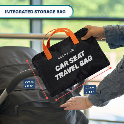 Car Seat Travel Bag for Airplane Gate Check - Water Resistant Ballistic Nylon Car Seat Bag with Padded Neoprene Straps, Carry Pouch & ID Window - 31.5 x 18 x 18 Inches (Black)