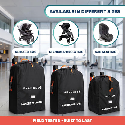 Car Seat Travel Bag for Airplane Gate Check - Water Resistant Ballistic Nylon Car Seat Bag with Padded Neoprene Straps, Carry Pouch & ID Window - 31.5 x 18 x 18 Inches (Black)